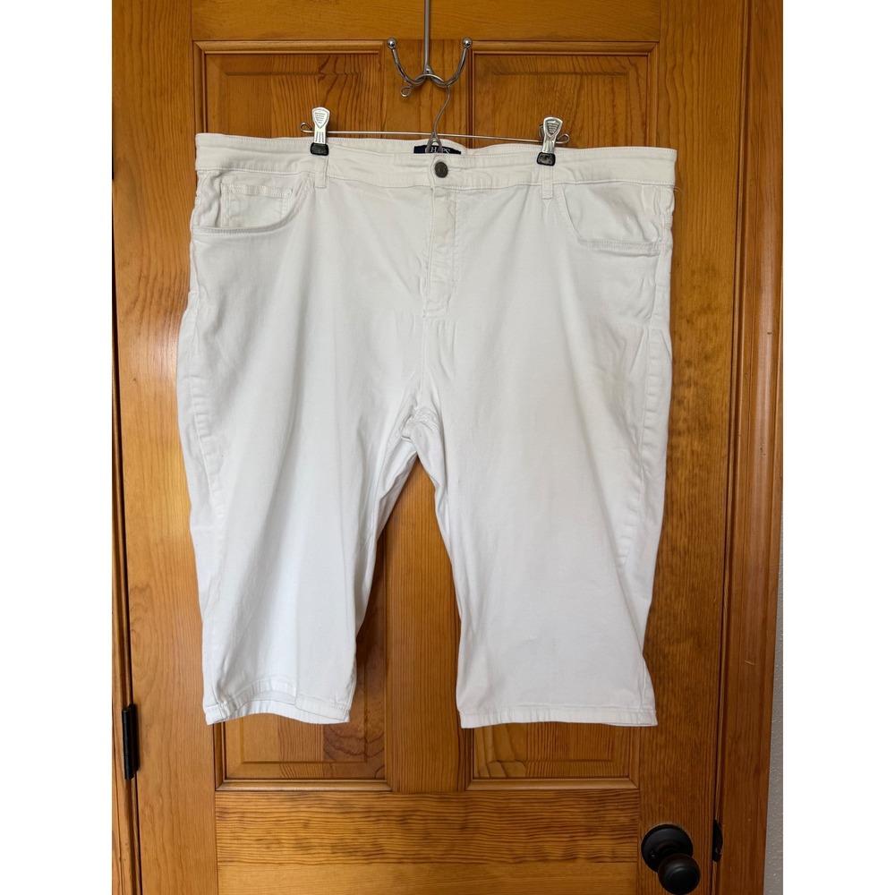 Chaps Denim Women's White Capris Plus Size 22W Cotton Blend Stretch Casual